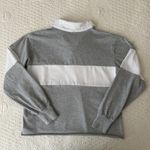 Wild Fable Long Sleeved Oversized Rugby Polo Shirt Gray White XS Photo 6