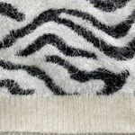 Hooked Up New Zebra Striped Fuzzy Knit Crewneck Sweater White Black Photo 12