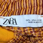 ZARA Brown Striped Elastic Waist Drawstring Wide Leg Trousers Lounge Pants Sz L Photo 3