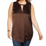 Womens New Ralph Lauren NWT 14W 14 W Silk Suede Dark Chocolate Brown Blouse Key Photo 0