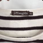 J. McLaughlin XS Striped Sweater Cotton Modal Soft White Chocolate Brown LS Photo 2
