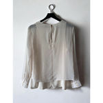 ASOS NWT Cream Sheer Ruffle Hem Blouse Long Sleeve Layered Top Size 6 Photo 4