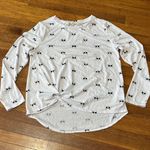 Wallflower Sunglass Cats Knot Front Long Sleeve Tee, Large White Photo 0