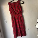 Vintage 50s Lanz Original Red Plaid Sleeveless Button Back Midi Dress Classic XS Photo 3
