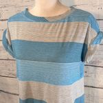 Tart LEMON  T-Shirt w Folded Sleeves Blue/Gray/White Stripes-Medium Photo 1