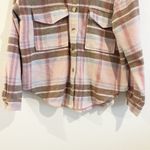Barbie Jacket Womens Small Pink Plaid Shacket Flannel Graphic Cozy Holiday Y2K Photo 2