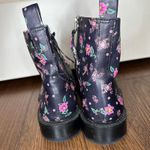 Rebecca Minkoff Ditsy Print Nappa Gerry Black Pink Floral Combat Boots 7.5 Photo 4