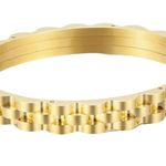 9mm Stainless Steel Cuff Bangle Unisex Bracelet (Gold) Gold Photo 0