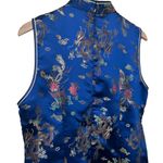 Women’s Chinese Asian traditional bright blue jacquard sleeveless dress Size L Photo 5