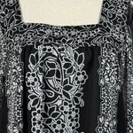 Apt. 9  Large Trapeze Top Floral Square Neck Long Balloon Sleeves Lined Black New Photo 1