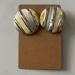 None Silver and Cream Round Earrings Photo 1