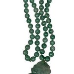 Antique Chinese Carved Celadon Apple Jade Gourd Pendent Bead Good Luck Necklace Green Photo 0