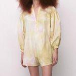 ZARA Boho Tie Dye Puff Sleeve Cotton Romper Small Photo 1