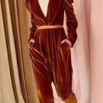 Ulla Johnson ππ Sabine Gathered Velvet Jumpsuit ~ Copper Brown 6 EUC Photo 0