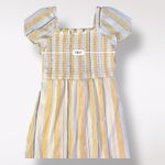 LC Lauren Conrad Lauren Conrad Striped Smocked Midi Dress Size L Square Neck‎ Boho Cottagecore Photo 4