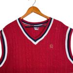 Tommy Hilfiger VTG 90's Y2K Red Ribbed Cable Knit Preppy Varsity Sweater Vest Photo 2