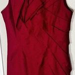 Tinley  Dress Womens Large Red Wool Sleeveless Sheath Pleated Knee Length Photo 0