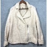 Free People  Womens S Sweater Wool‎ Blend Cream Fuzzy Jacket Asymmetrical Zip Photo 2