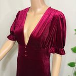 Elegant Burgundy Red Velvet Dress Retro New Size M Photo 6