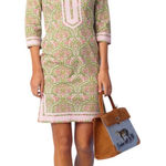 NICBLU Women's Capri Short Tunic Dress Delicate Ferns Cotton Spandex pink XL Photo 0