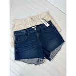 L'Agence NWT L’AGENCE AUDREY Denim Shorts Cream & Blue Raw Hem Mid Rise Bundle Size 25 Photo 2