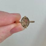 18KHG Avon Smokey Solitaire Oval Gold Ring Minimal Elegant Classic Femme Neutral Jewelry Photo 12