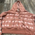 Free People  FP Movement Tie Dye Believer Lace Up Sweatshirt Mauve & White XS Photo 7