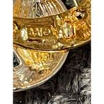 Vintage AAI Cat On The Crescent Moon Brooch Pin Two Tone Silver Gold Rhinestone Photo 4