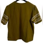 Garnet Hill Sage Embroidered Short Puff-Sleeve Organic Cotton Sweatshirt XL $89 Photo 3