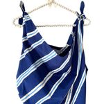 Mango MNG Summer Bare Shoulders Blue Stripe Dress size 14 Photo 3