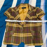 BCBGMAXAZRIA Multicolor Plaid Short Sleeve Blazer Photo 5