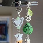 Handmade fairy y2k cute animals nature dangle earrings💚🐮🐞 Photo 1