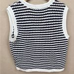 Joie  Navy and White Striped Button Knit Vest Top Sleeveless Size L Photo 1