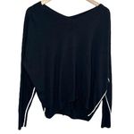 Chelsea28  Black V-Neck Sweater With White Stripes Size S  cashmere blend Photo 0