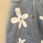 Y2K Daisy Print Denim Skirt | Raw Hem Midi Blue Jean Skirt S Photo 5