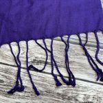 Unbranded Womens Neck Scarf Pashmina Deep Dark Cool Purple Tassels Fringe Ribbed Photo 3