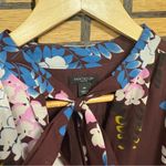 Ann Taylor Burgundy Floral Tie Neck Dress Size Medium Petite Photo 6
