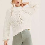 Free People Sweater Knit Crop Balloon Oversized Sleeve White S Photo 0
