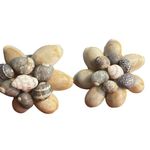 Vintage Cowrie Shell Cluster Clip On Earrings Estate Vacation Beach Retro Estate Gray Photo 0