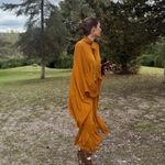 ZARA  dress maxi cape mustard yellow flowy kimono kaftan boho summer  Photo 1