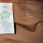 Aerie  Women’s Sz M / L Brown Ribbed Bikini Swim Set Triangle Top Bottoms Photo 5