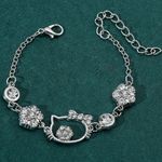 Hello Kitty  Gorgeous Stainless Steel Silver Rhinestone Bracelet Photo 0