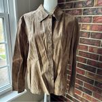 Ami Brown Suede Button Up Jacket Shacket Lightweight Boho Chic Classic Style Size XL Photo 1
