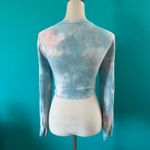 Lulus NWT  Come Up Blue Multi Tie-Dye Twist Front Cropped Long Sleeve Top Size XS Photo 4