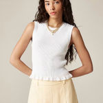 J.Crew NWT  Ruffle-trim Shell Tank Top Premium Ultra-fine Cotton White Photo 0