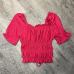 Pilcro Anthropologie Ruffle Puff Sleeve Cinch Waist Top Womens Medium Photo 1