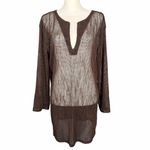 La Blanca  Swim Cover Up Tunic Size Large Brown Sequin Sheer Resort Wear Vacation Photo 1