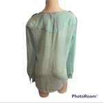 Candie's  Teal Sheer V-Neck Blouse Size L Photo 1