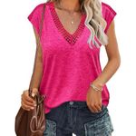 Zeagoo Women’s Summer Casual Vneck Cap Sleeve Guipure Lace Shirt Blouse Photo 0