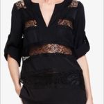 BCBGMAXAZRIA BCBGMAXAZARIA women’s size small black v-neck ERID blouse sheer crochet lace nwt Photo 2